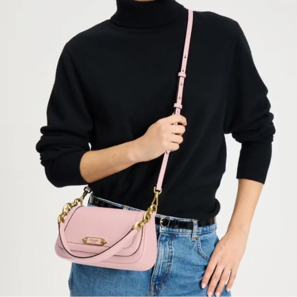 KATE SPADE Gramercy Small Flap Shoulder Bag  in Chalk Pink Pebbled Leather NWOT